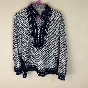 Life Style Cotton Boho Tribal Tunic  Top with Trim Size XL Made in India